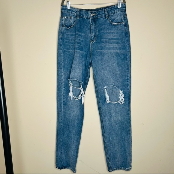 SHEIN Distressed Blue Jeans - Picture 1 of 7